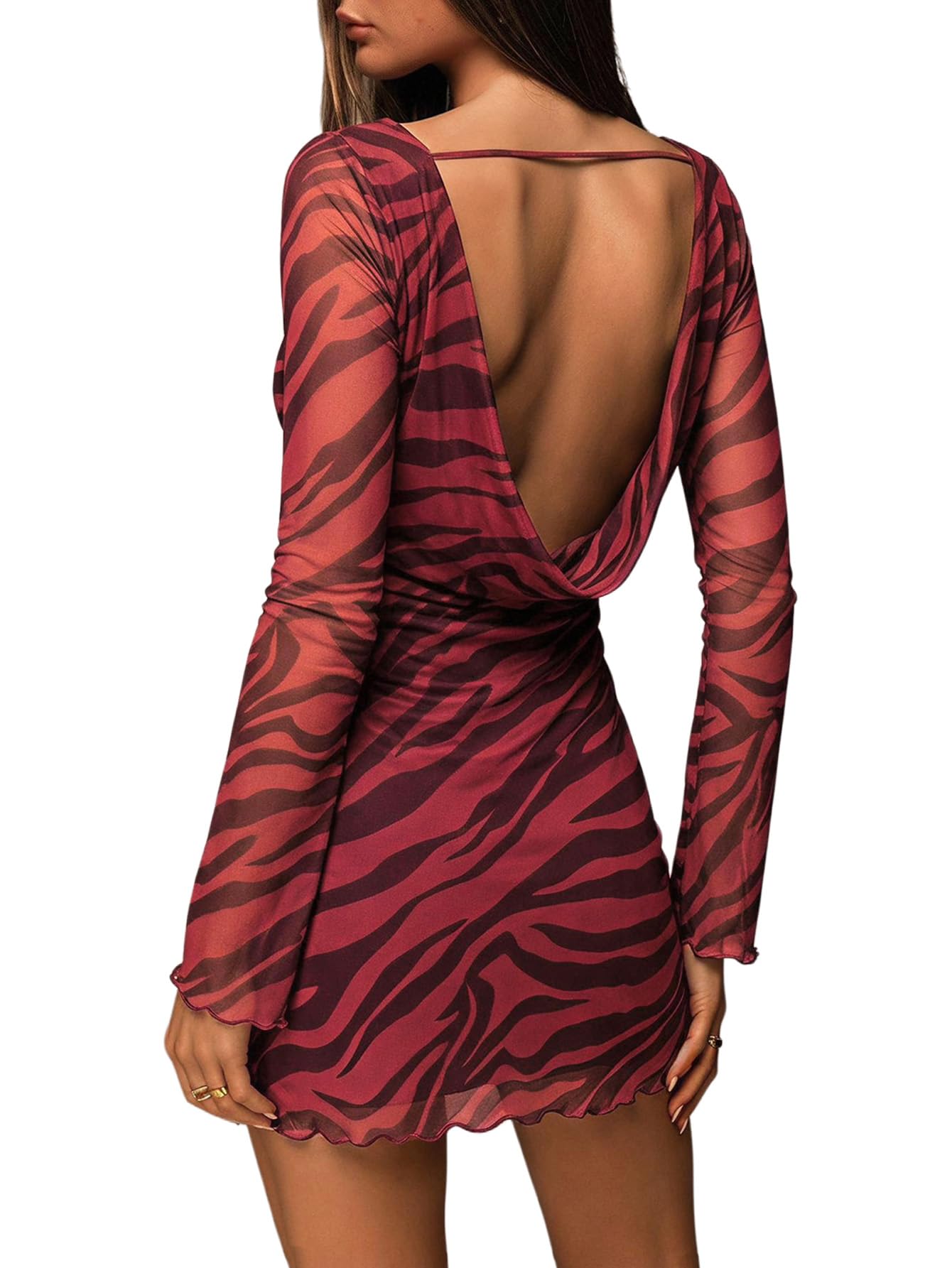 Verdusa Women's Animal Print Dress Backless Mini Dress Festival Rave Outfit