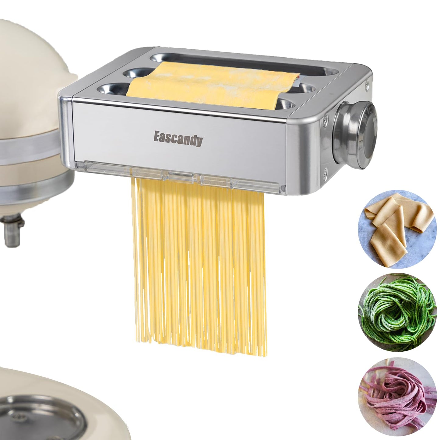 Metal Gourmet Pasta Press Attachment for KitchenAid Stand Mixer – Durable Pasta Maker Attachment with 5 Interchangeable Plates for Spaghetti, Bucatini, Fusilli, Large & Small Macaroni