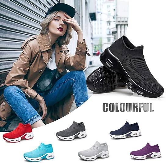YHOON Women's Walking Shoes Slip-on - Sock Sneakers