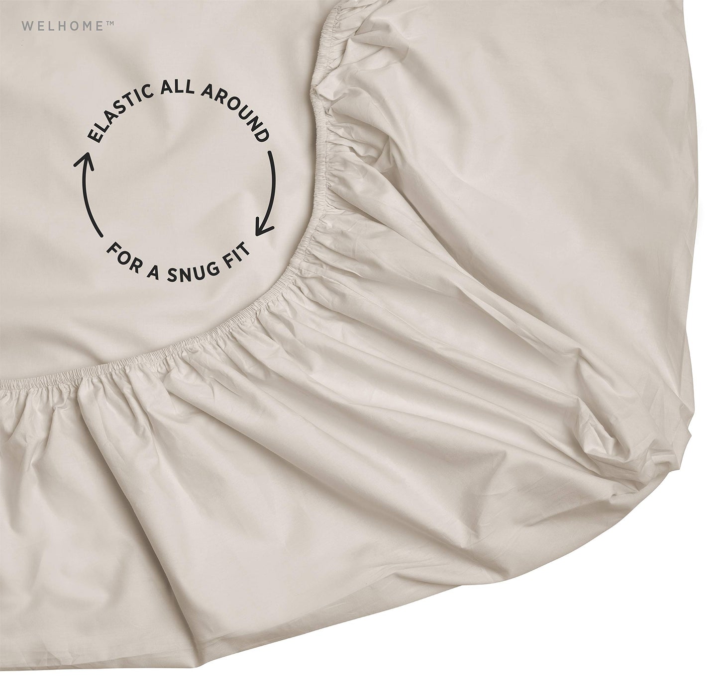 Welhome Soft Finish 100% Cotton Percale Sheet | 4 Piece Set | Full Size | White |