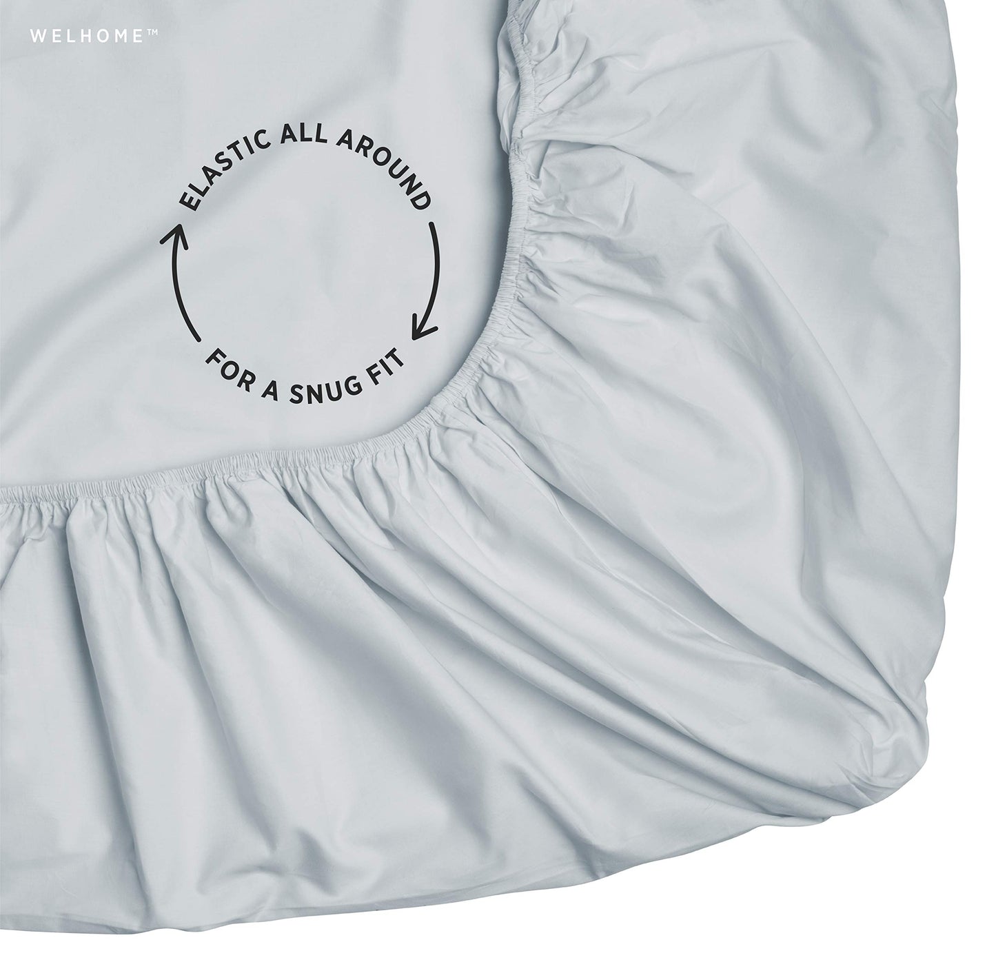 Welhome Soft Finish 100% Cotton Percale Sheet | 4 Piece Set | Full Size | White |