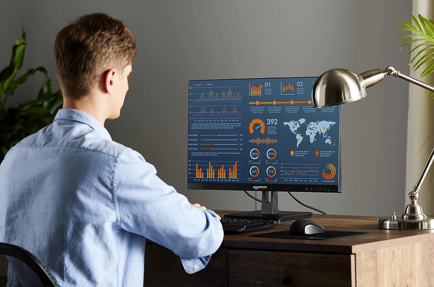 Amazon Basics 27 in IPS Monitor, Full HD 1080P, 75 Hz, Adjustable Stand, HDMI, Display Port, VGA Input, Built-in Speakers, VESA Compatible, Black