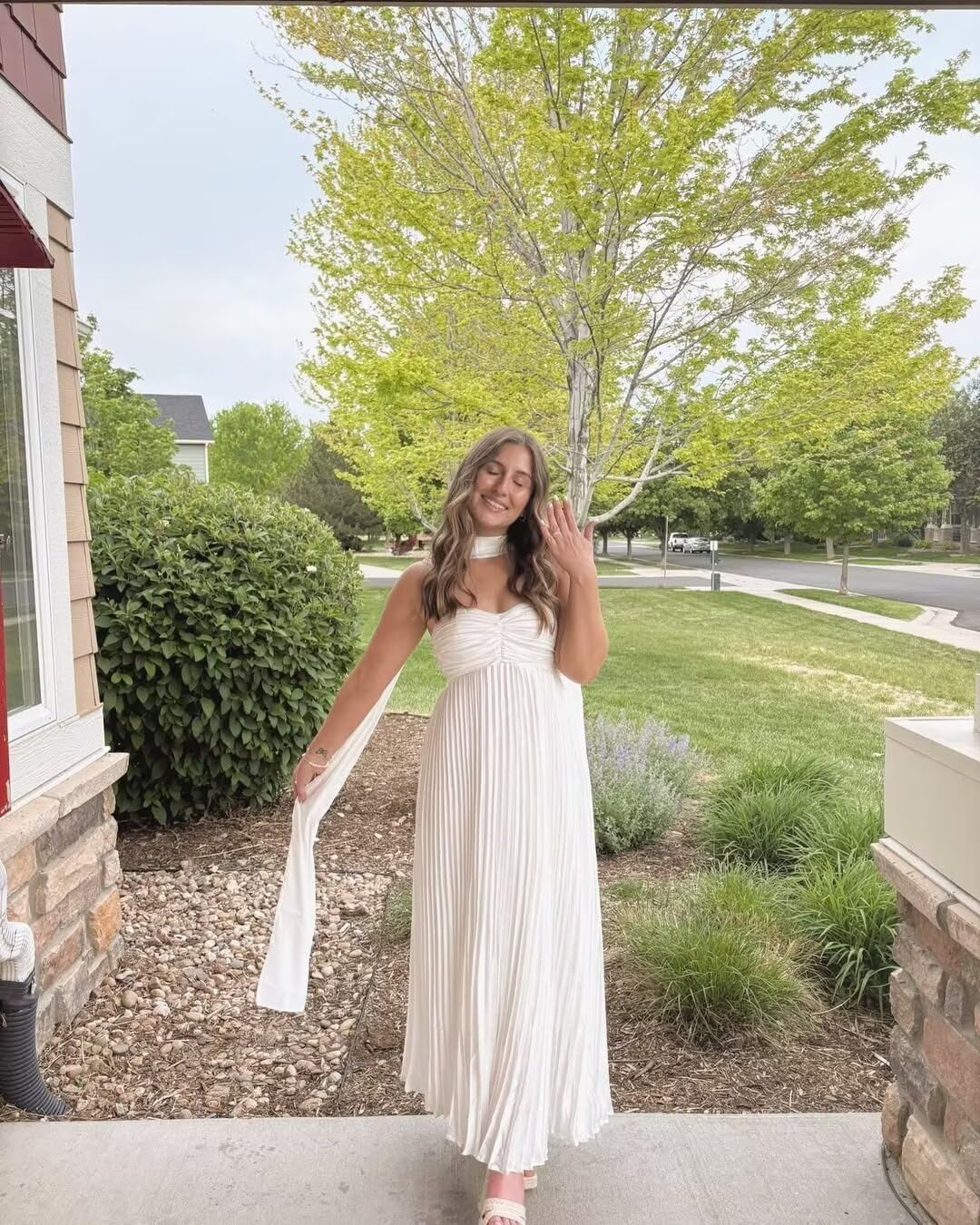 Women's Strapless Chiffon Bridesmaid Dresses with Scarf Long A-Line Pleated Formal Evening Dress WA096