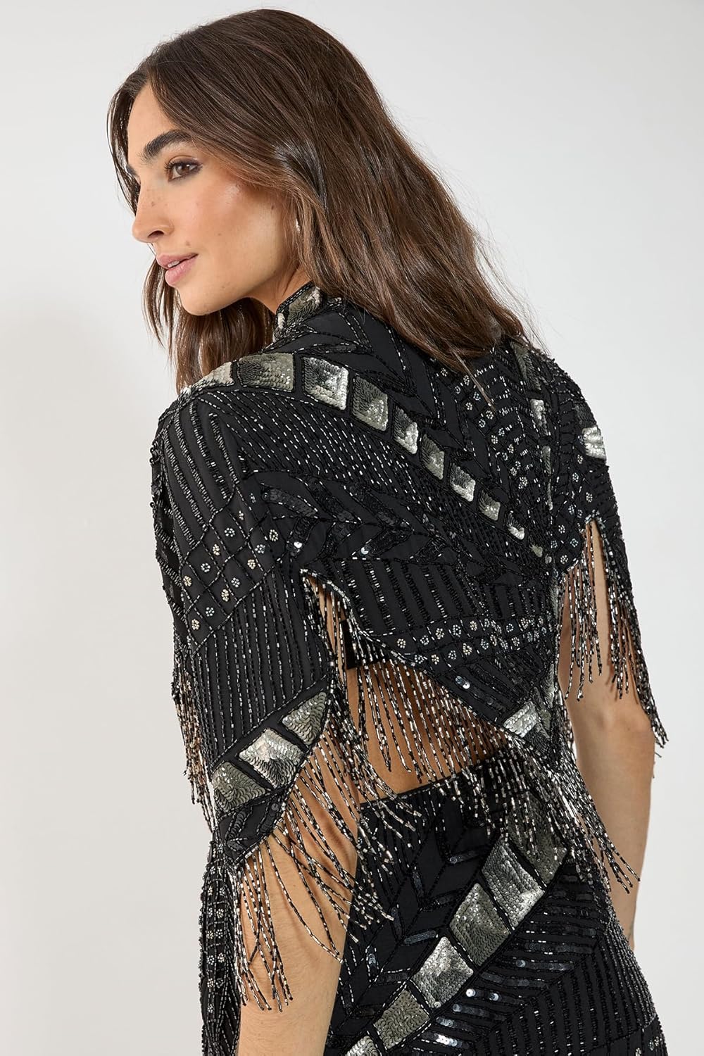 Nasty Gal Hand Embellished Panelled Tassel Cape