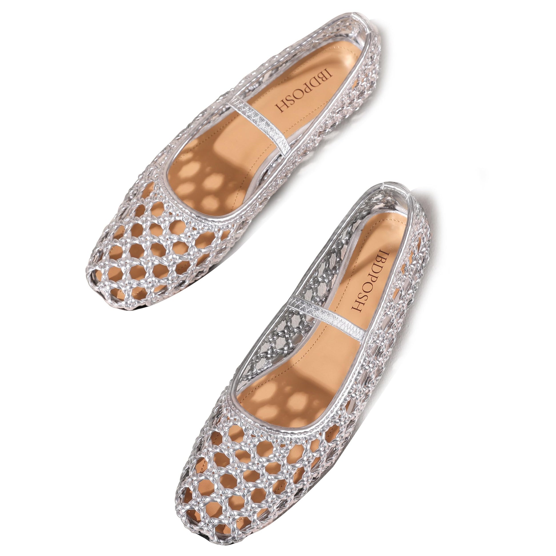 Woven Mesh Ballet Flats Shoes for Women with Elastic Strap Square Toe Breathable Slip On Flat Mary Janes Dress Casual Shoes