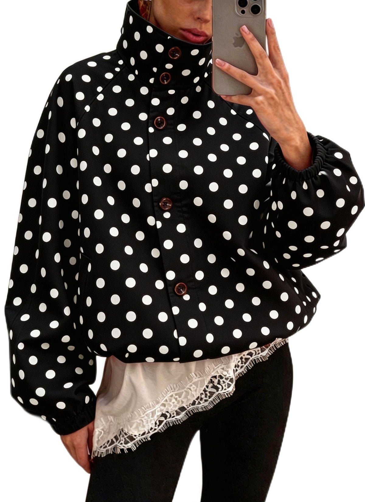 Womens Funnel Neck Jackets Fall Cropped Windbreaker Outwear Coats