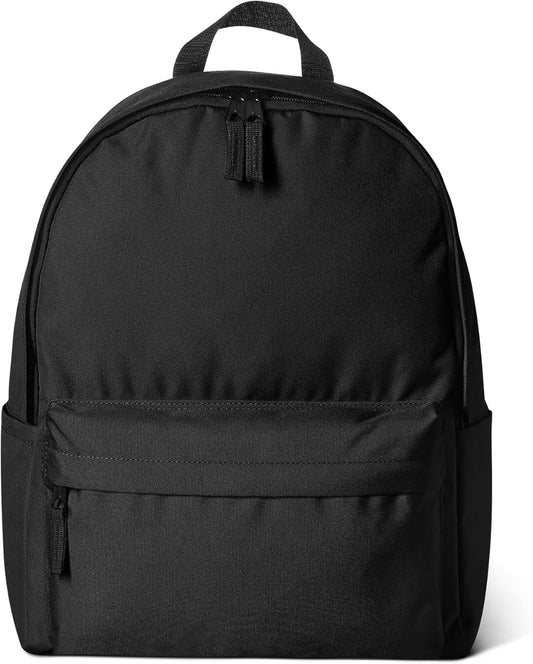 Amazon Basics Backpack for School, Travel, Study with Padded Adjustable Shoulder Straps, Spacious Compartment, Water Bottle Pockets, Durable Classic Design, Black