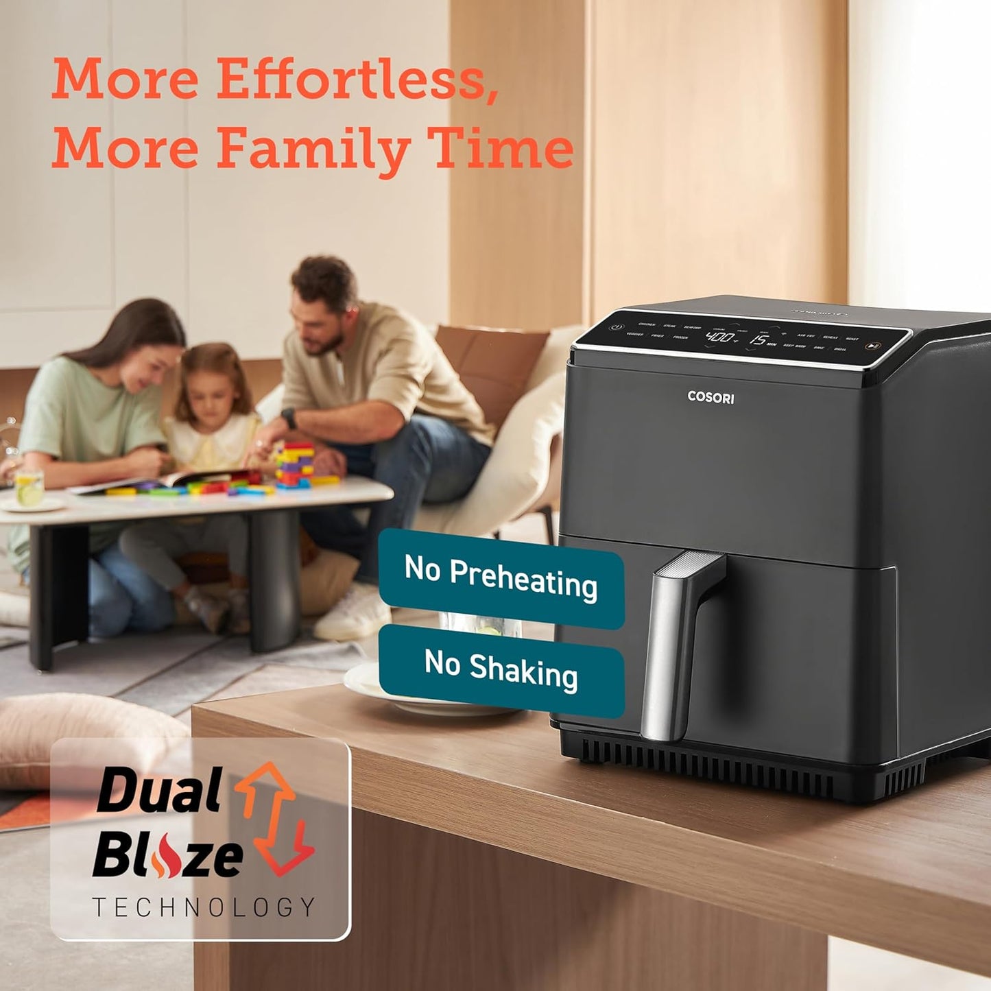 COSORI 6.8Qt Air Fryer, 12-in-1 Dual Blaze for 360° Crispy Meals