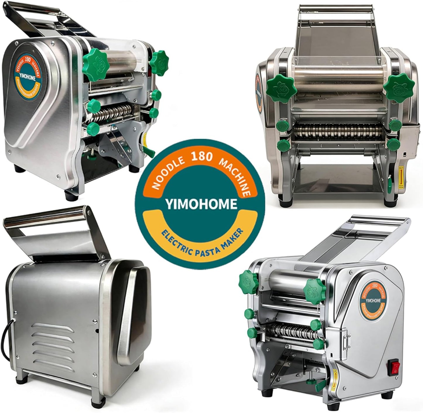 Commercial Electric Pasta Maker Machine for Business Restaurant,Auto Household Noodle Maker,All Stainless Steel Dough Roller,750W Strong Power Pasta Cutter,Heavy-Duty Dumpling Dough Sheeter