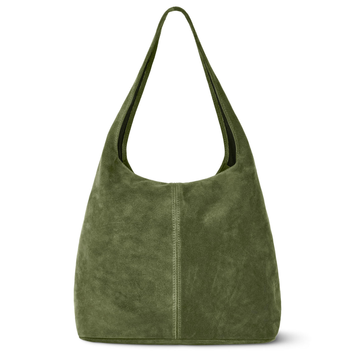 Italian Genuine Suede Hobo Handbag for Women, Large Slouchy (Black)