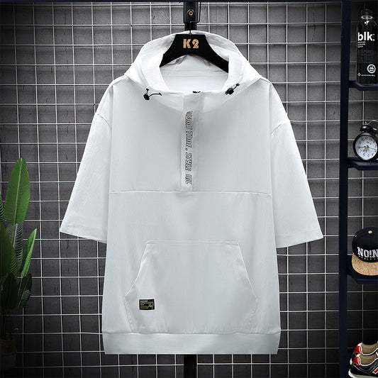 Fashion Men's Sports Hooded Short Sleeve T-shirt