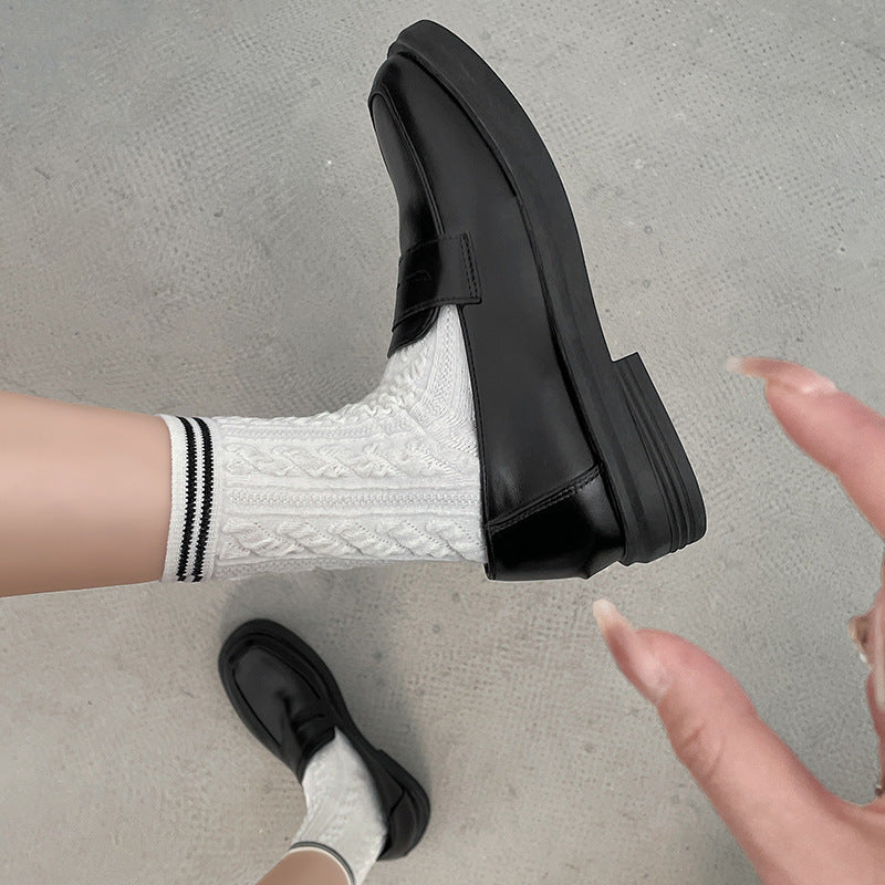 Slip-on Round Toe Leather Shoes