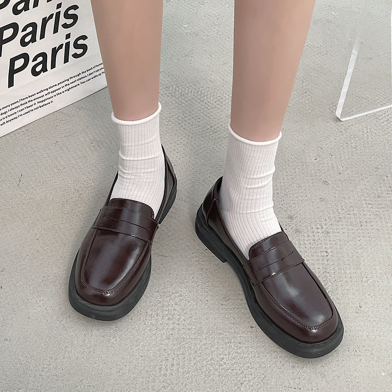 Slip-on Round Toe Leather Shoes