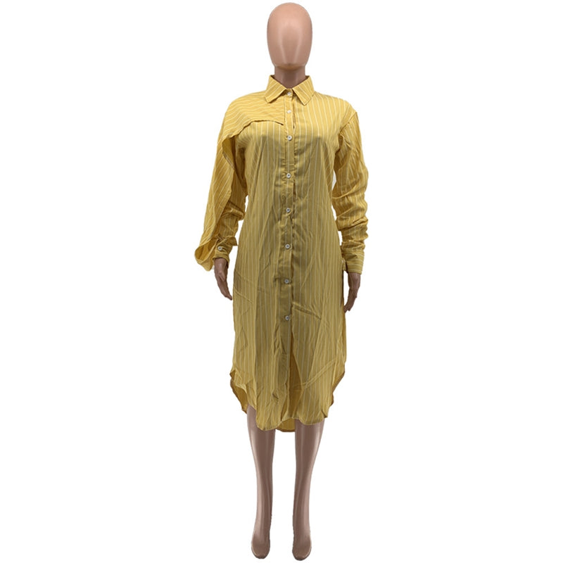 Hot Recommended Striped Shirt Loose Long Thin Jacket Multi-color Choice Tops