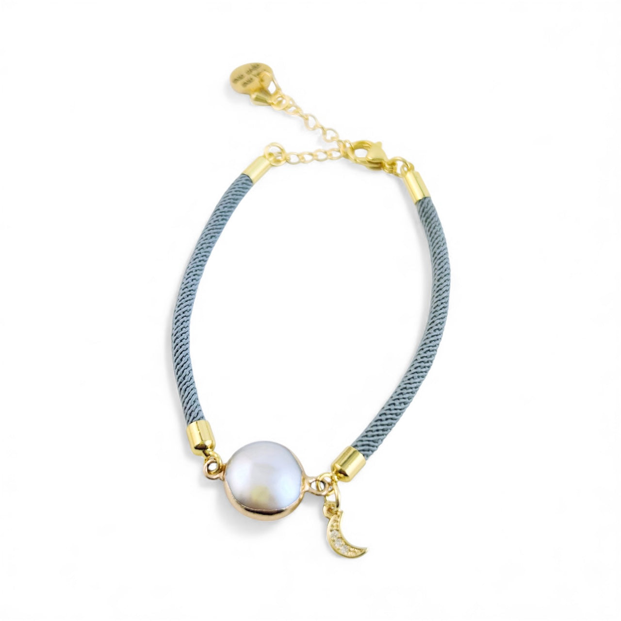 Keshi Pearl & Moon Cord Bracelet