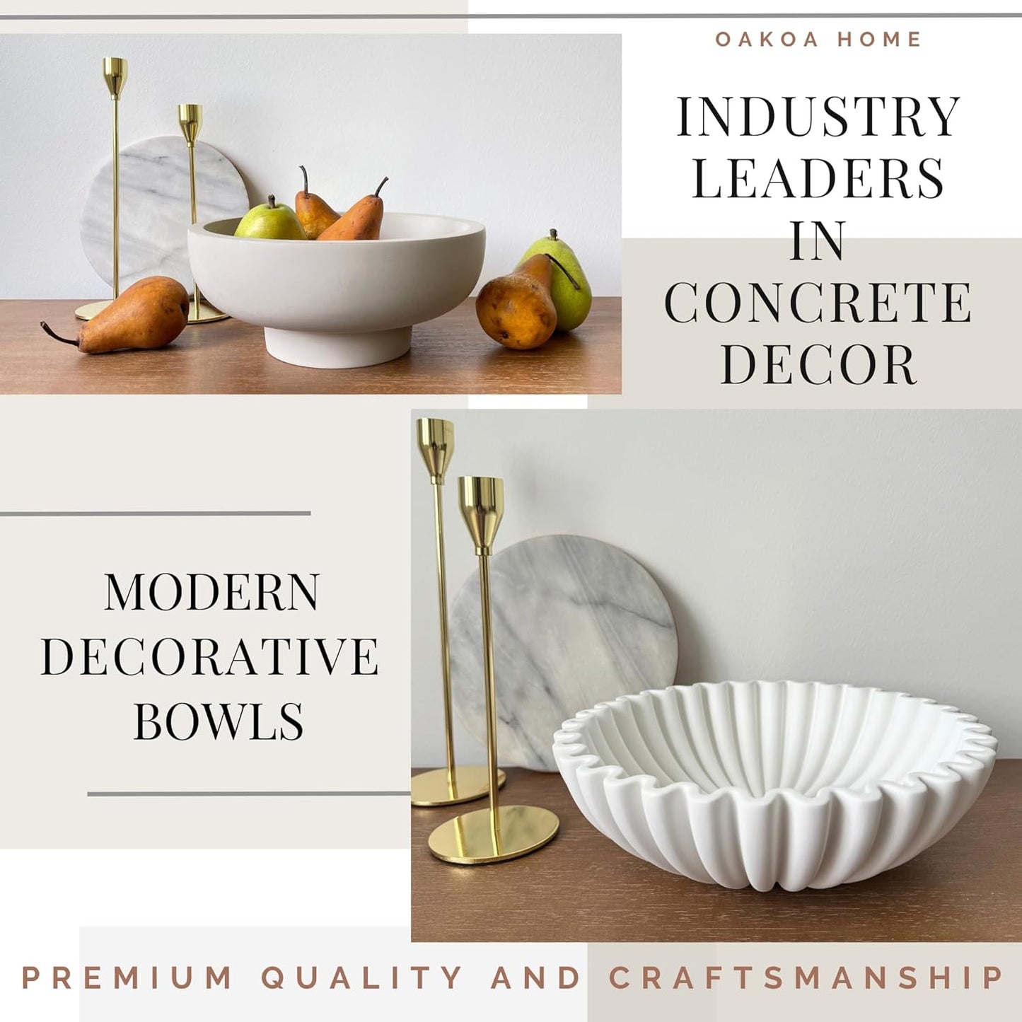 Large Decorative Bowl - White Decorative Bowls for Home Decor