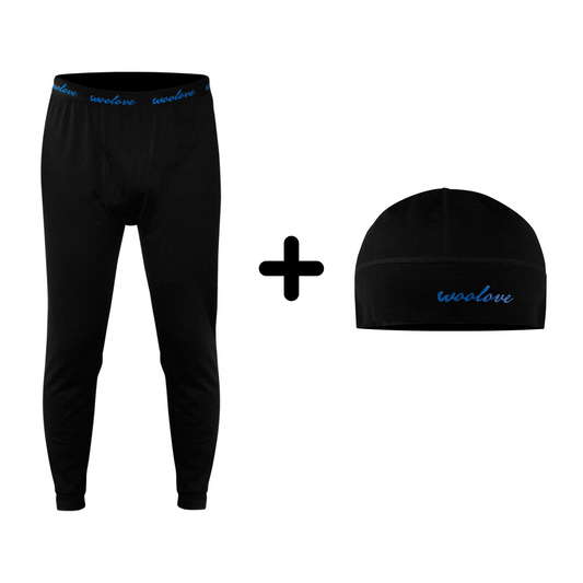Men's 100% Merino Wool Long Underwear + Beanie