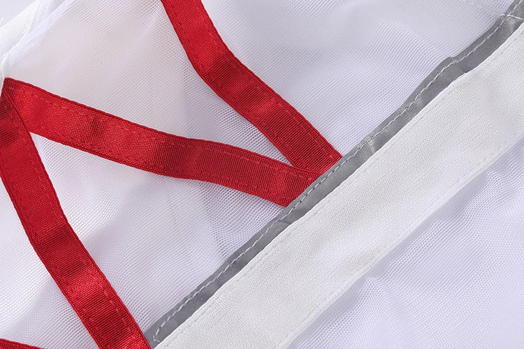 Tactical Anime Girl PU Leather Sheer Mesh Sexy Cosplay Bodysuit Costume White