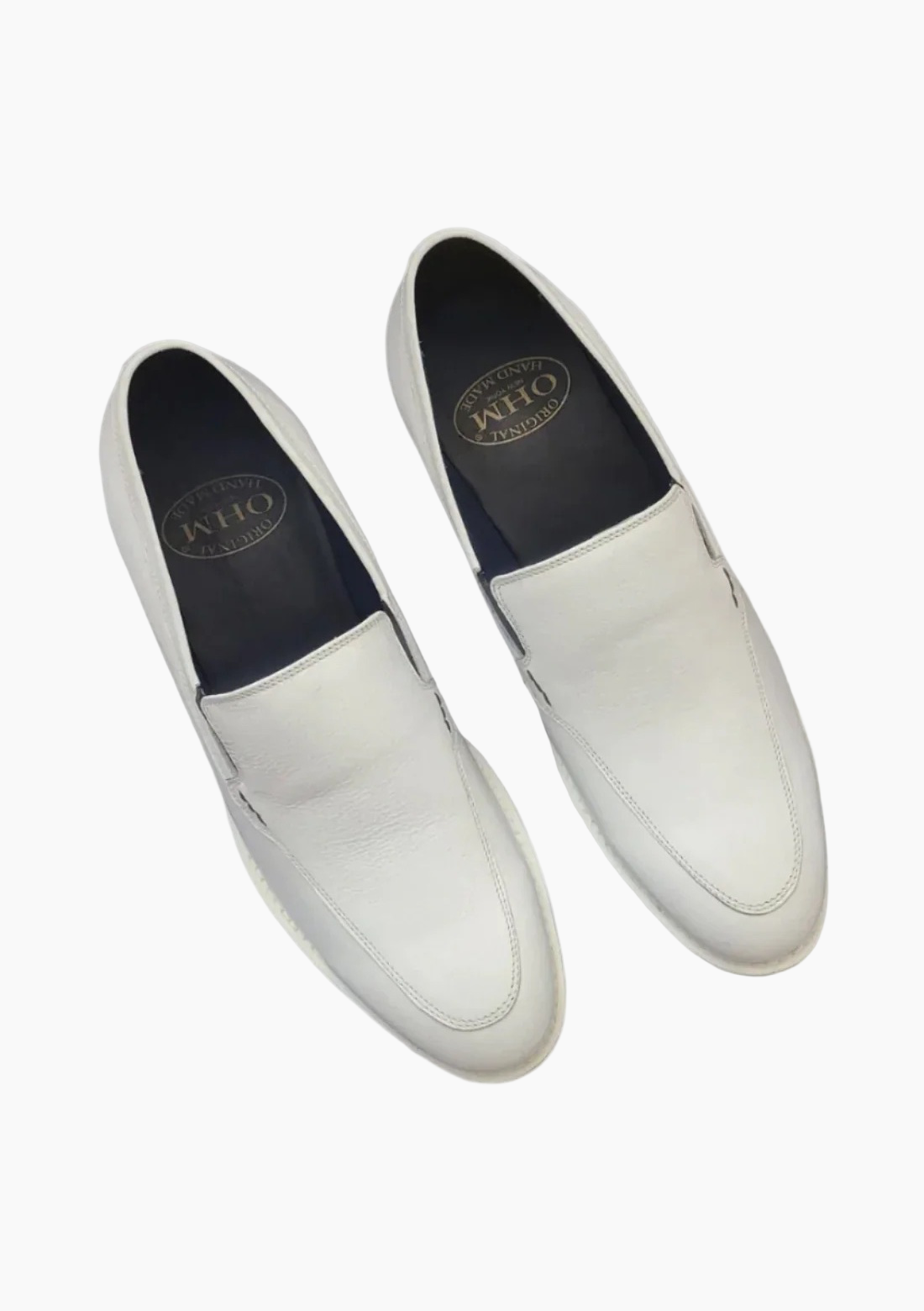 OHM Sleek Design White Slip-on Leather Shoes