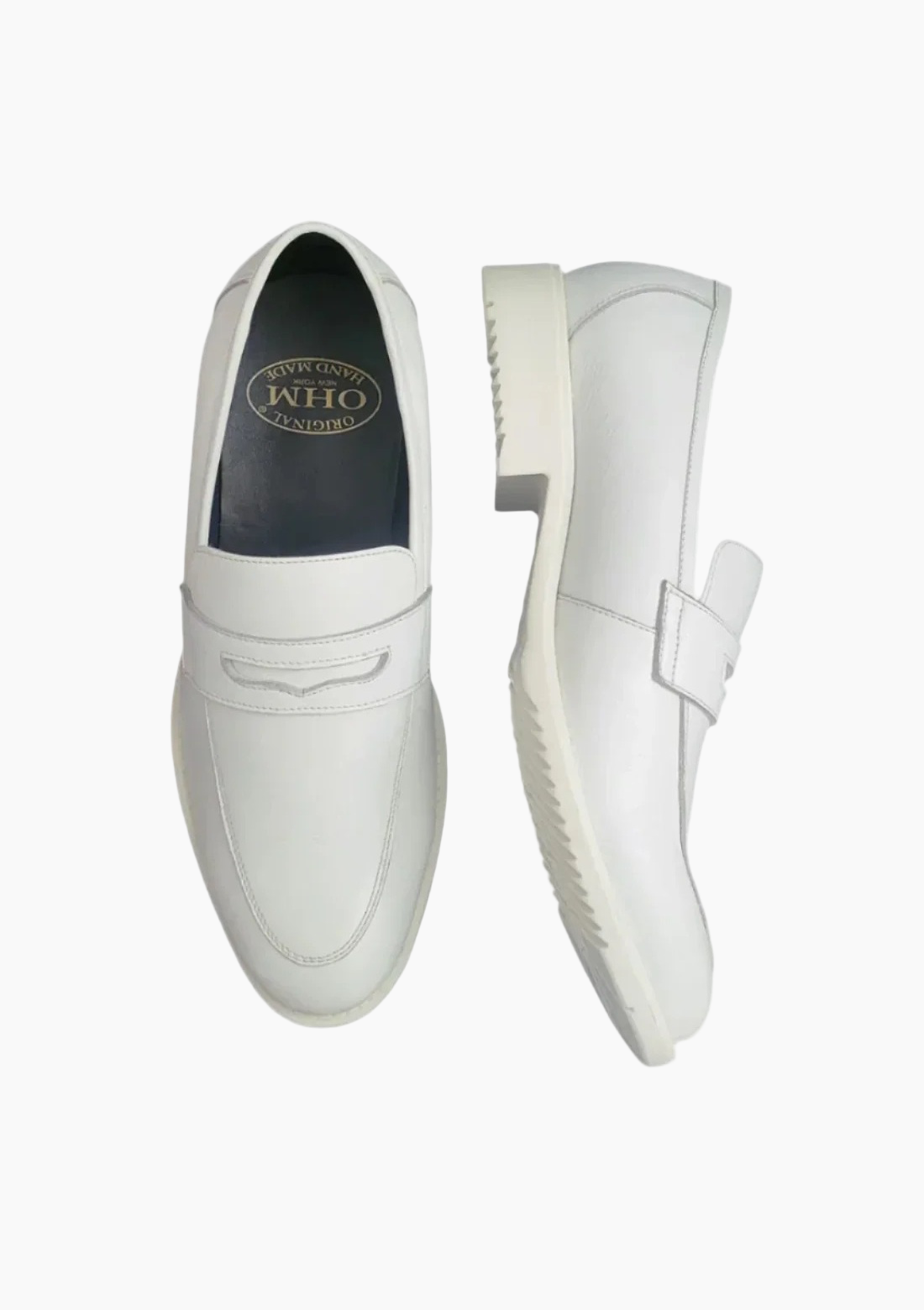 OHM Royal White Penny Loafer Leather Shoes