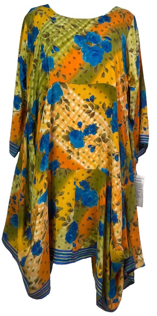 PRC7161 Avatar Pure Silk Sculptural Long Tunic Dress