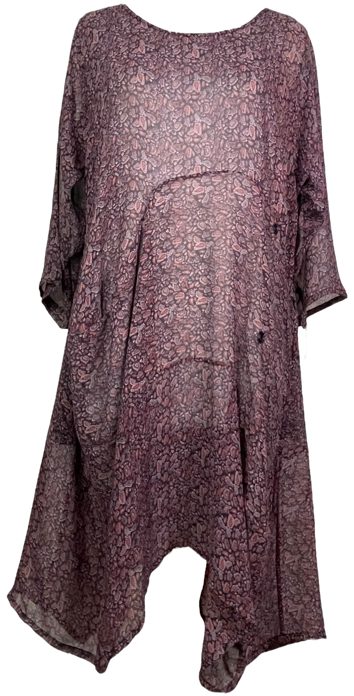 PRG7834 Sheer Avatar Pure Silk Sculptural Long Tunic Dress