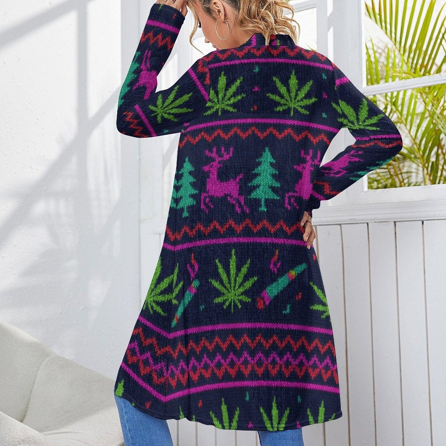 Neon Xmas Mid-Length Cardigan