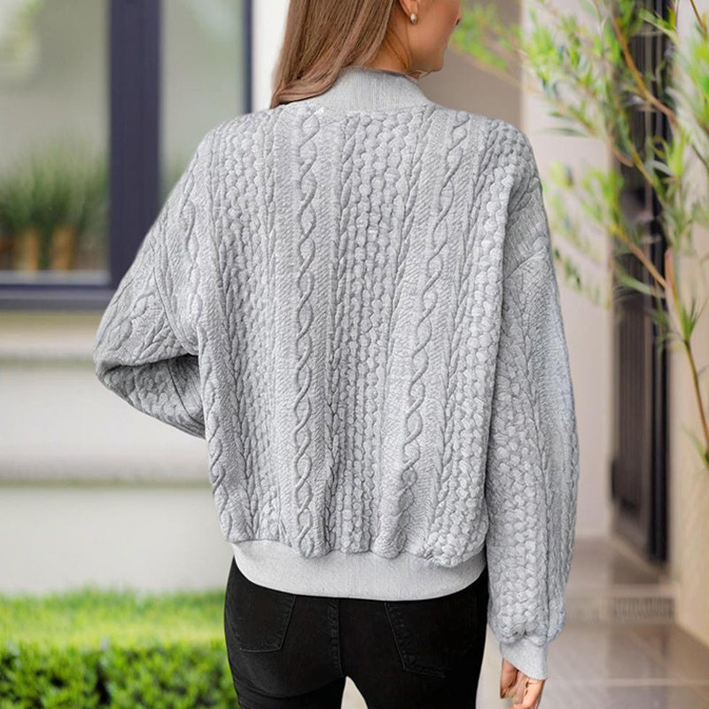 Women's Solid Color Button-Up Long Sleeve Jacket