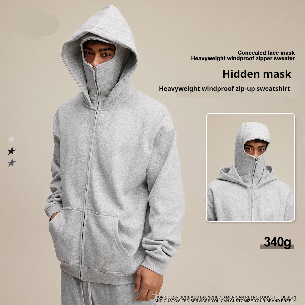 Profile With Sports Windproof Mask Zipper Sweater
