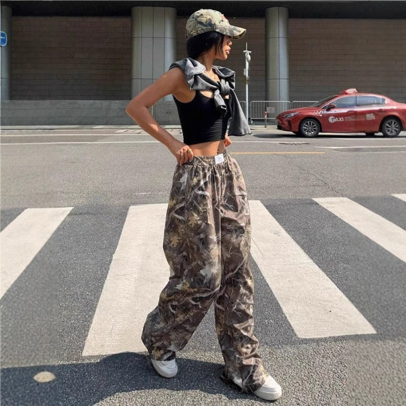 Slimming Casual Pants Hip Hop Retro Street Multi-pocket Camouflage Cargo Pants