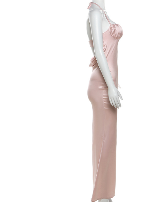 Hanging Neck Sexy Open Back Slim Fit Wrapped Hip Women's Dress