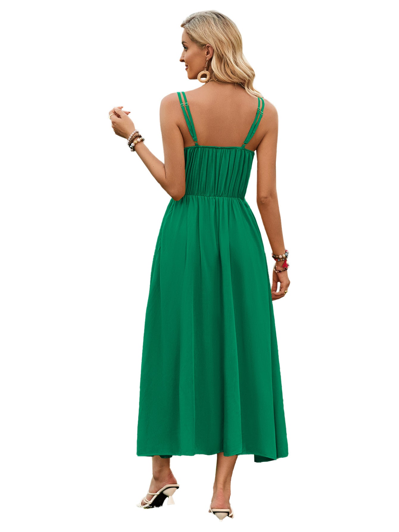 Solid Color Suspender Long Dress Spring And Summer