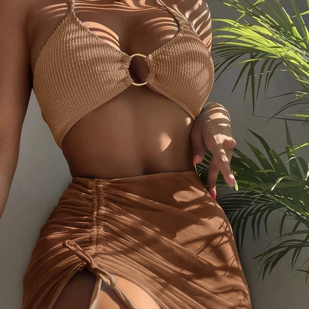 3pcs Halter Bikini Summer Fashion Personalized Three-point Beach Swimsuit