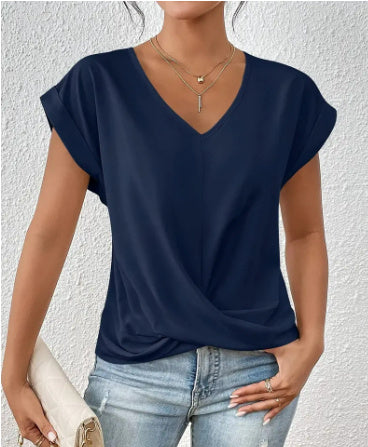 Fashion V-neck Short-sleeve T-shirt Summer Casual