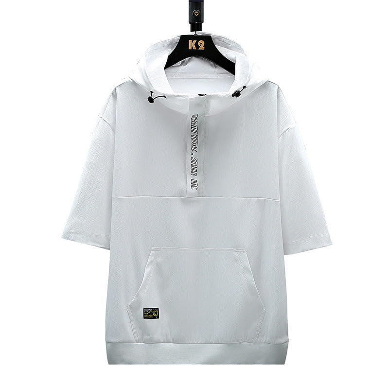 Fashion Men's Sports Hooded Short Sleeve T-shirt