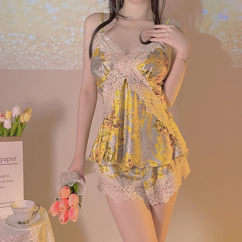 Simple Comfortable Top Shorts Outerwear Gown Three-piece Homewear Suit