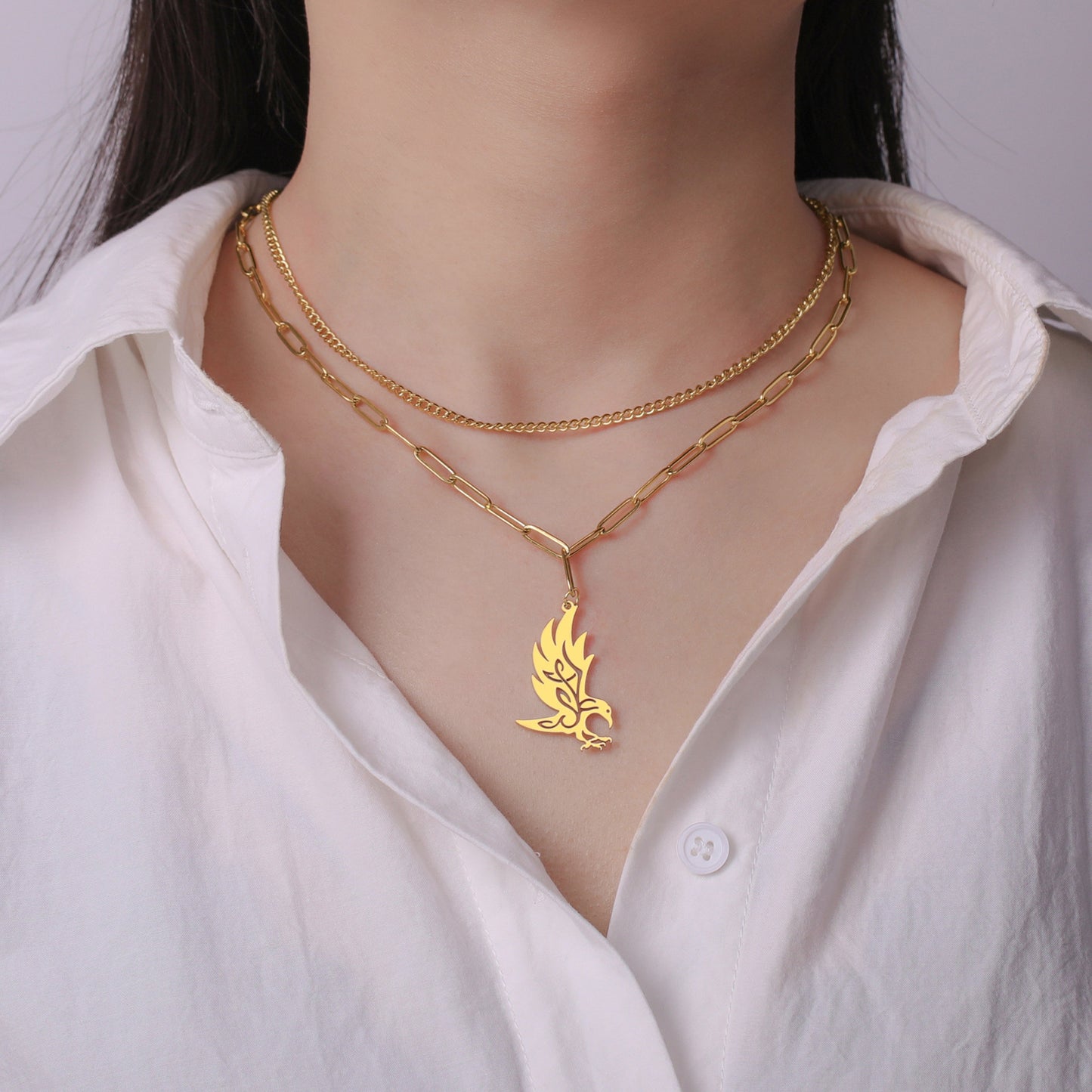 Crow Pendant Welding Chain Stainless Steel Men's And Women's Necklaces