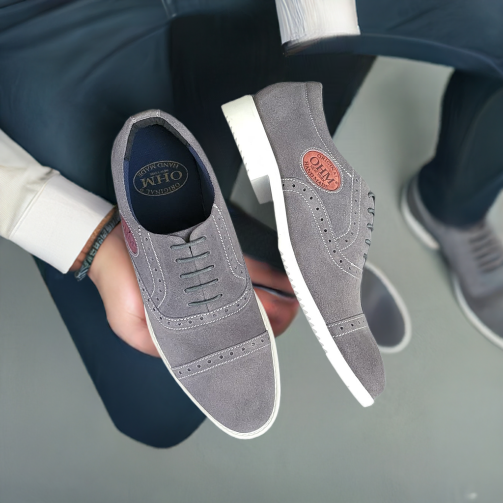 OHM Executive Comfort Oxford Leather Shoes with Embossed Logo