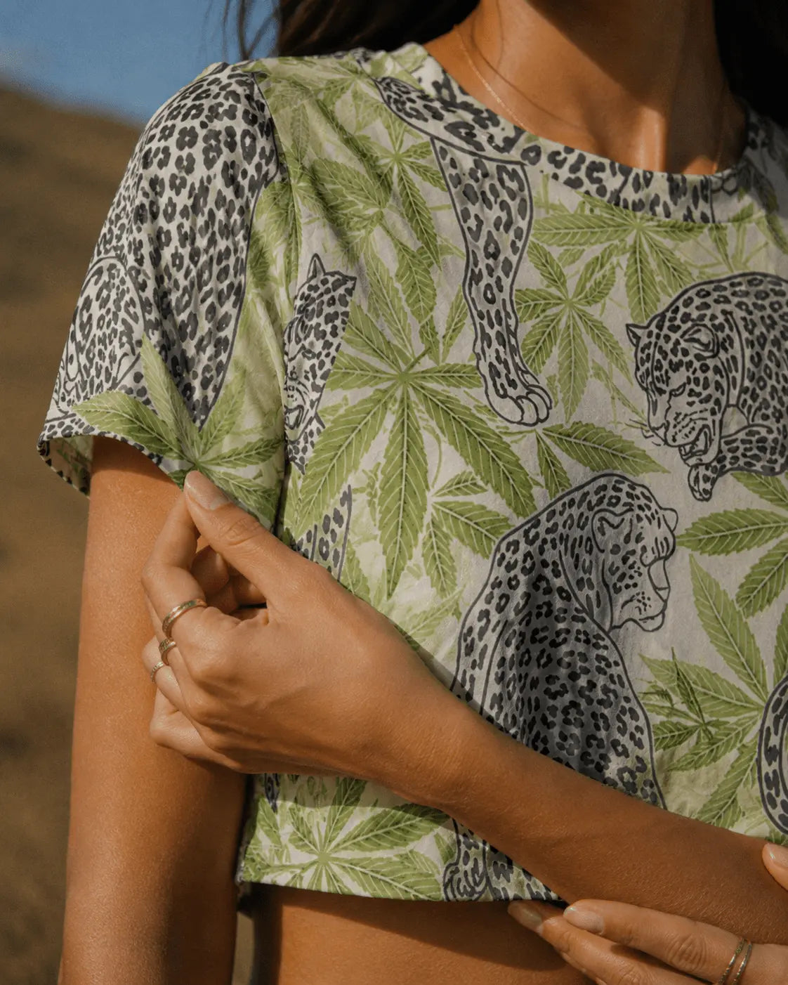 Leopard Cropped Raglan T-Shirt