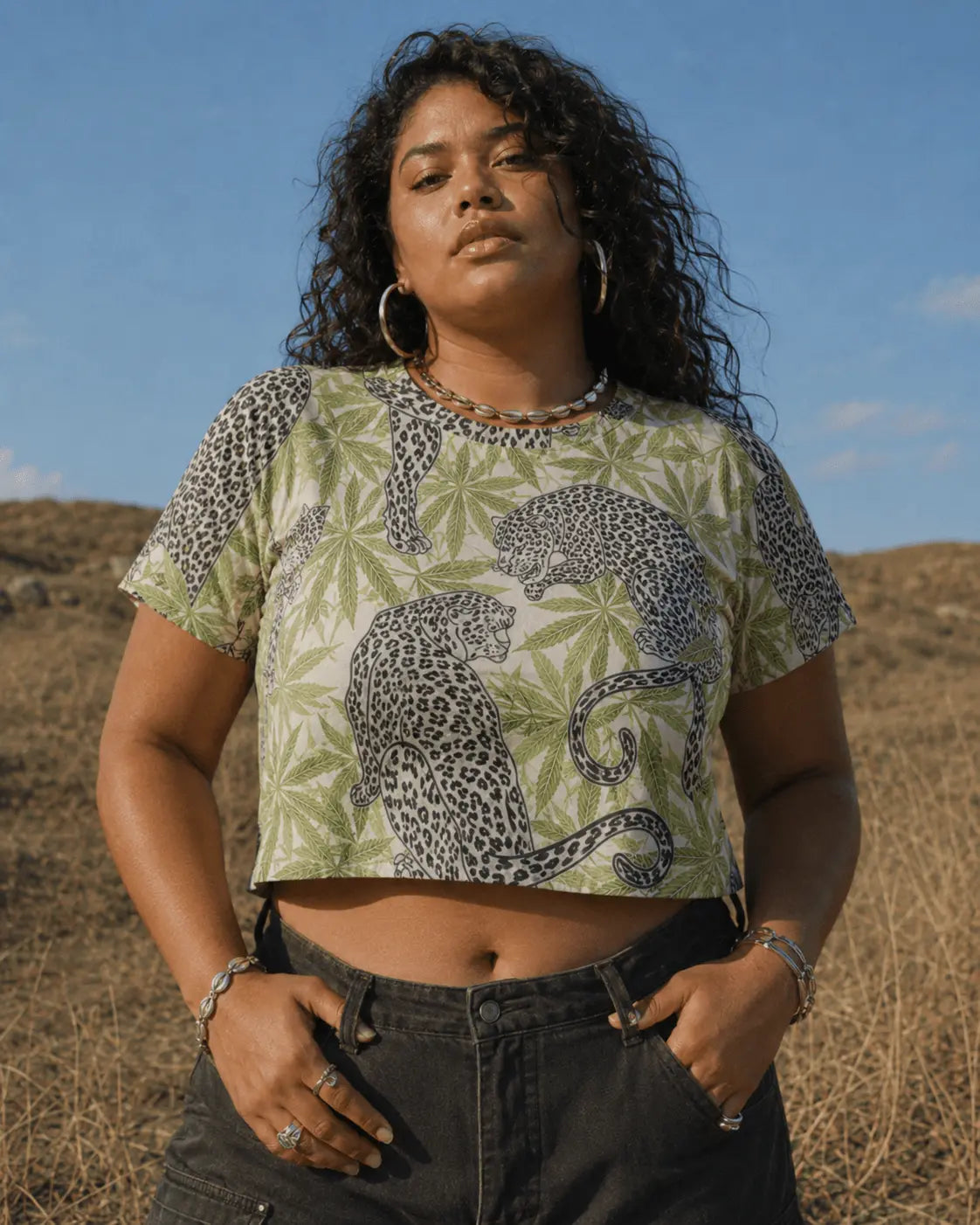 Leopard Cropped Raglan T-Shirt