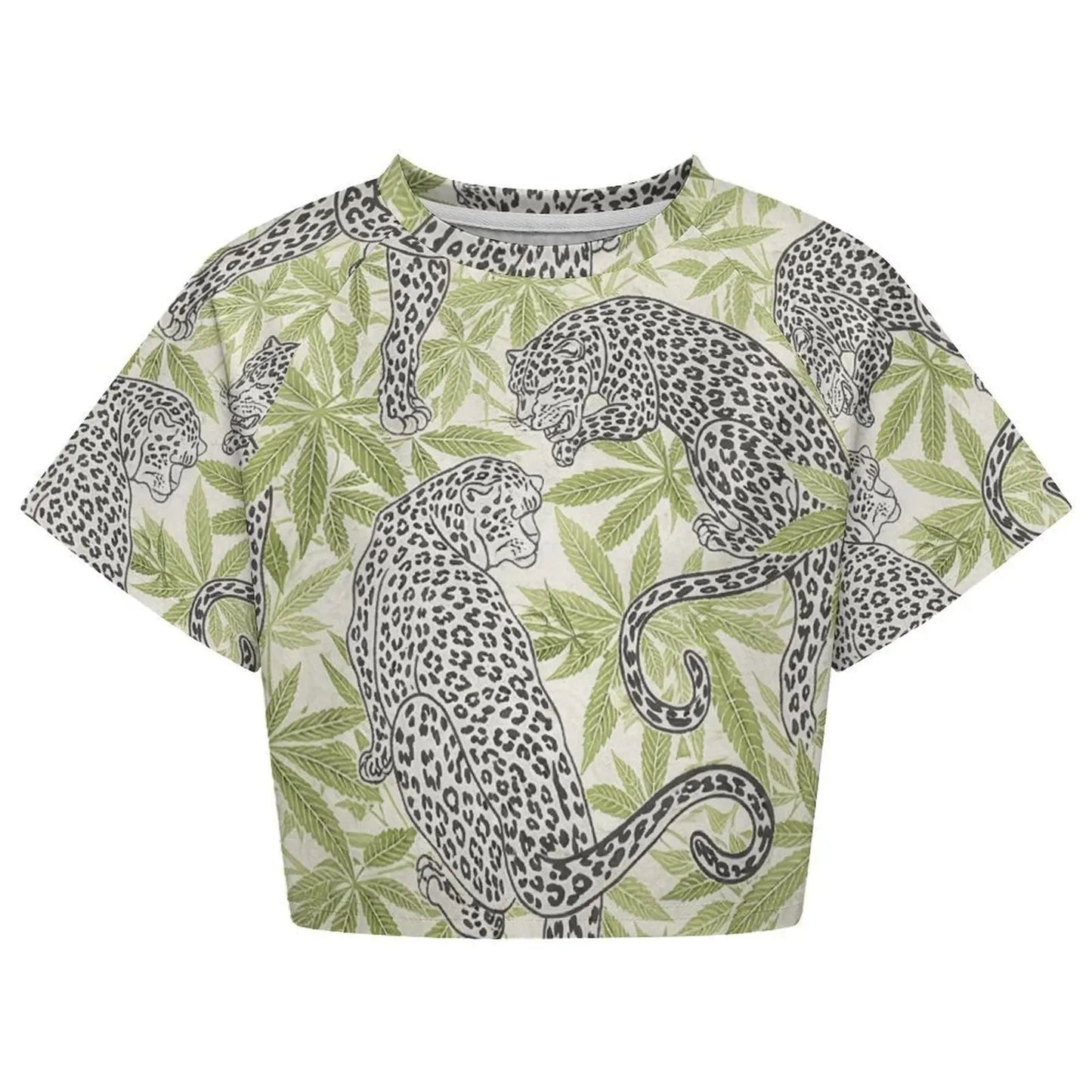 Leopard Cropped Raglan T-Shirt