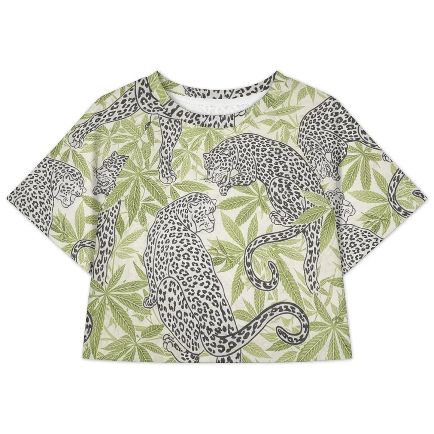 Leopard Cropped Raglan T-Shirt
