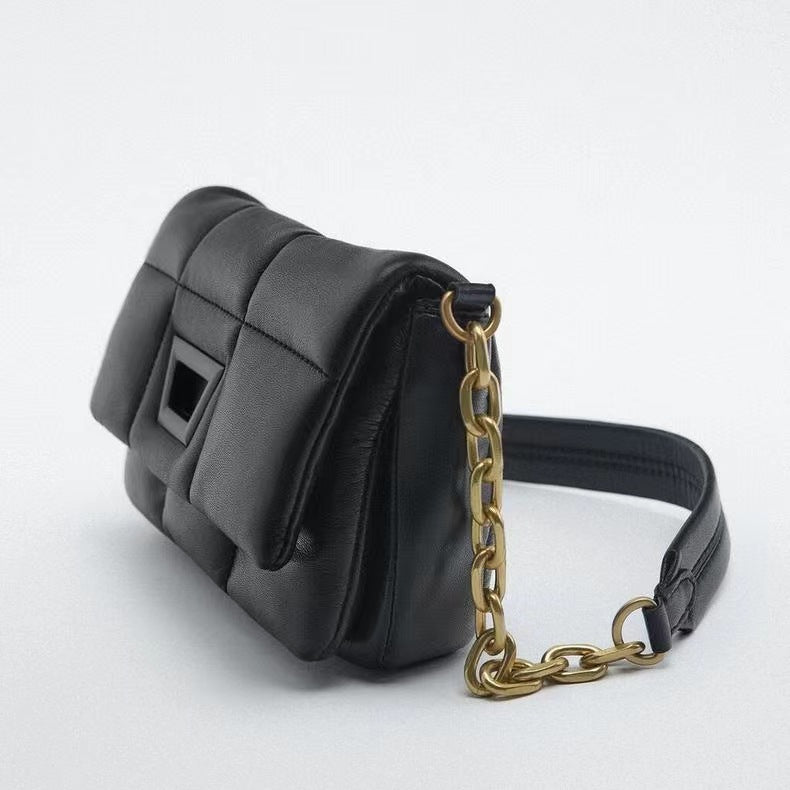 Mini Quilted Embroidered Shoulder Bag Chain