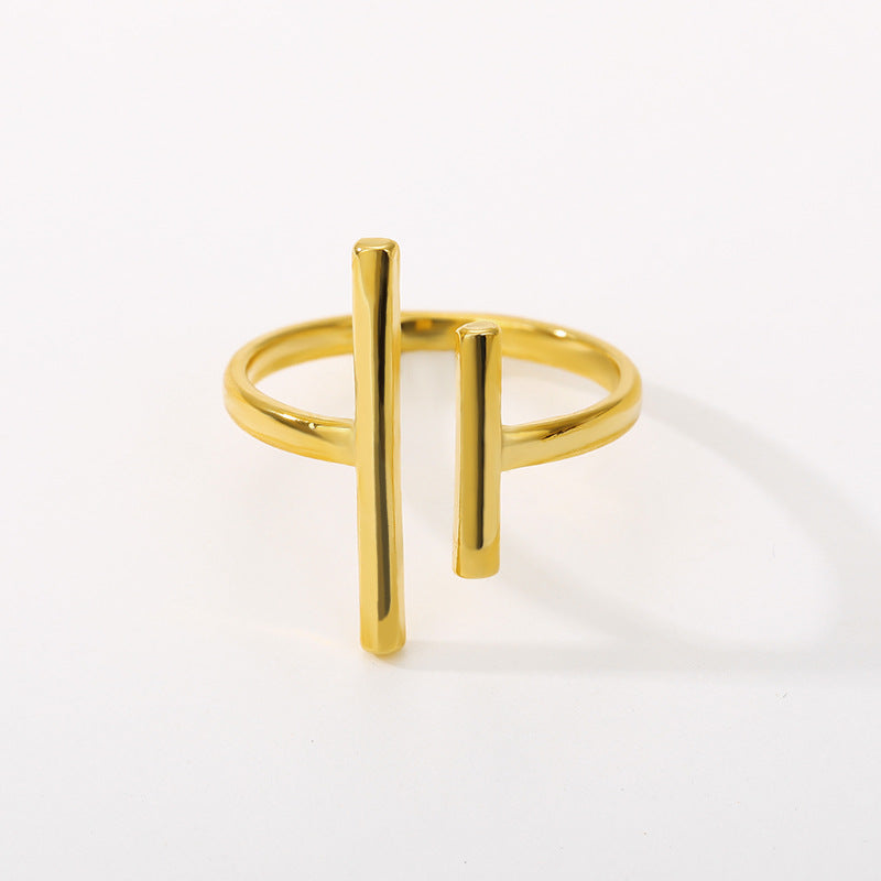Parallel Bars Simple Ring Stainless Steel Ladies Ring