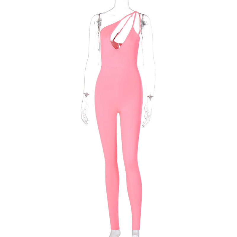 One-Shoulder Hip-Lift Jumpsuit SportsJumpsuit