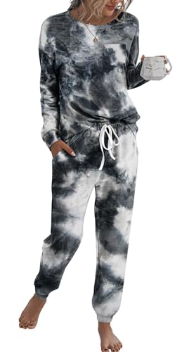 RUBZOOF Womens Loungewear Set Fall Tracksuit Drawstring Sweatpants Workout Sets Two Piece Black 3XL