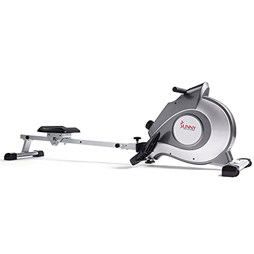 Sunny Health & Fitness Rowing Machine with Magnetic Resistance, LCD Monitor, 8-level Resistance, 1117 mm Step Length, 113 KG Max. Weight - SF-RW5515, Ergometer, Training Computer