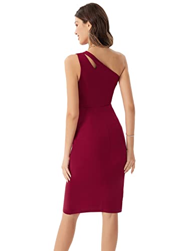 GRACE KARIN Women Sexy Sequin Cutout Bodycon One Shoulder Ruched Cocktail Dress Black S