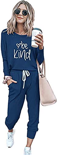 PRETTYGARDEN Women's 2023 Fall Two Piece Outfit Long Sleeve Crewneck Pullover Tops And Long Pants Tracksuit (Black,X-Large)