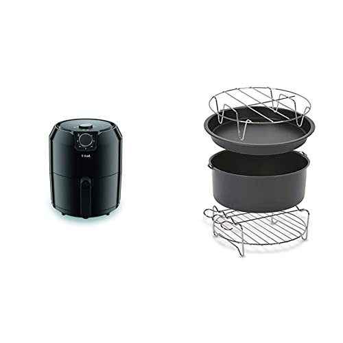 T-Fal Air Fryer, Friteuse, Easy Fry, Low Oil, Patented Basket System, 4.4Qt / 4.2L, EY201850, Black